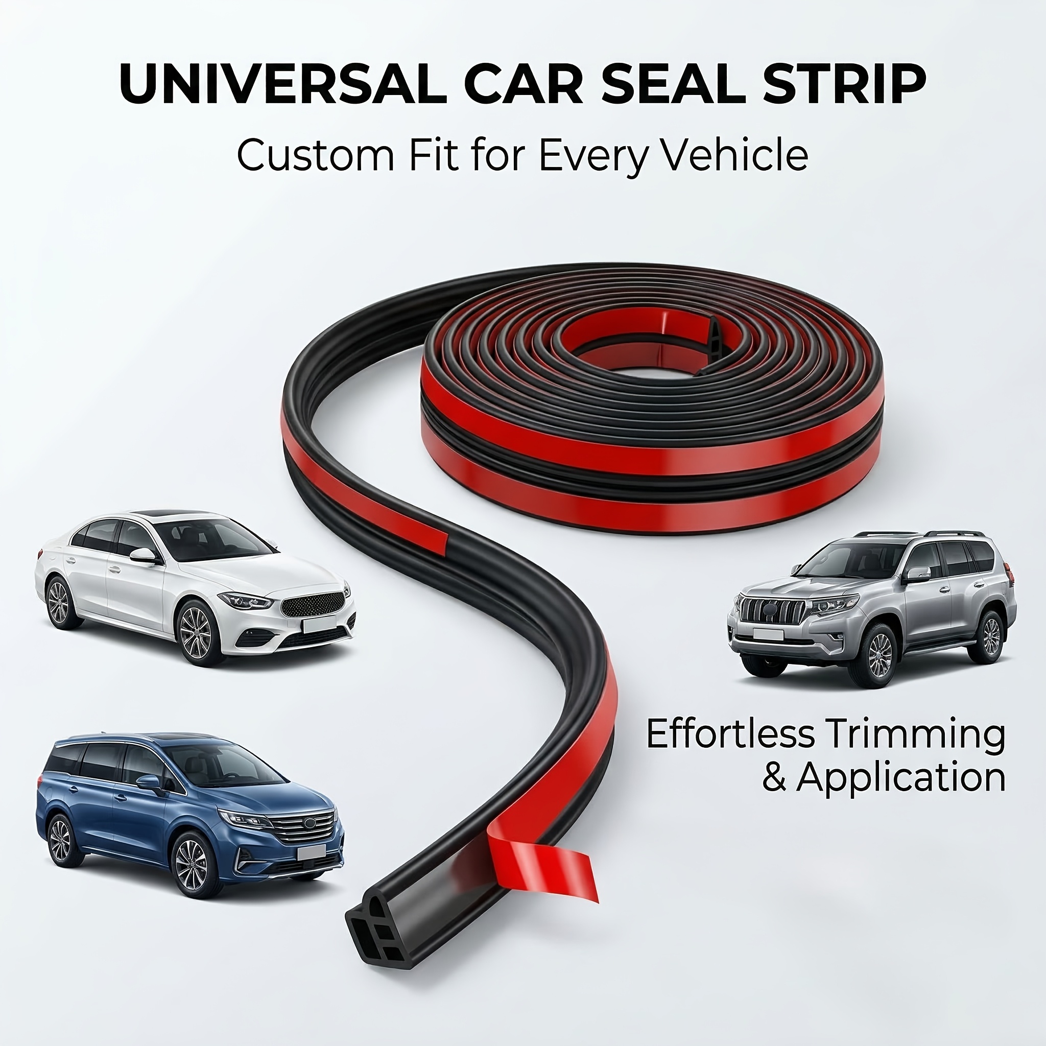 TEMU Automotive Door Sealing Strip - Double-layer L-shaped Adhesive Strip, Perfect For Car Doors, Sunroofs, And Rear Windows, Protecting The Vehicle