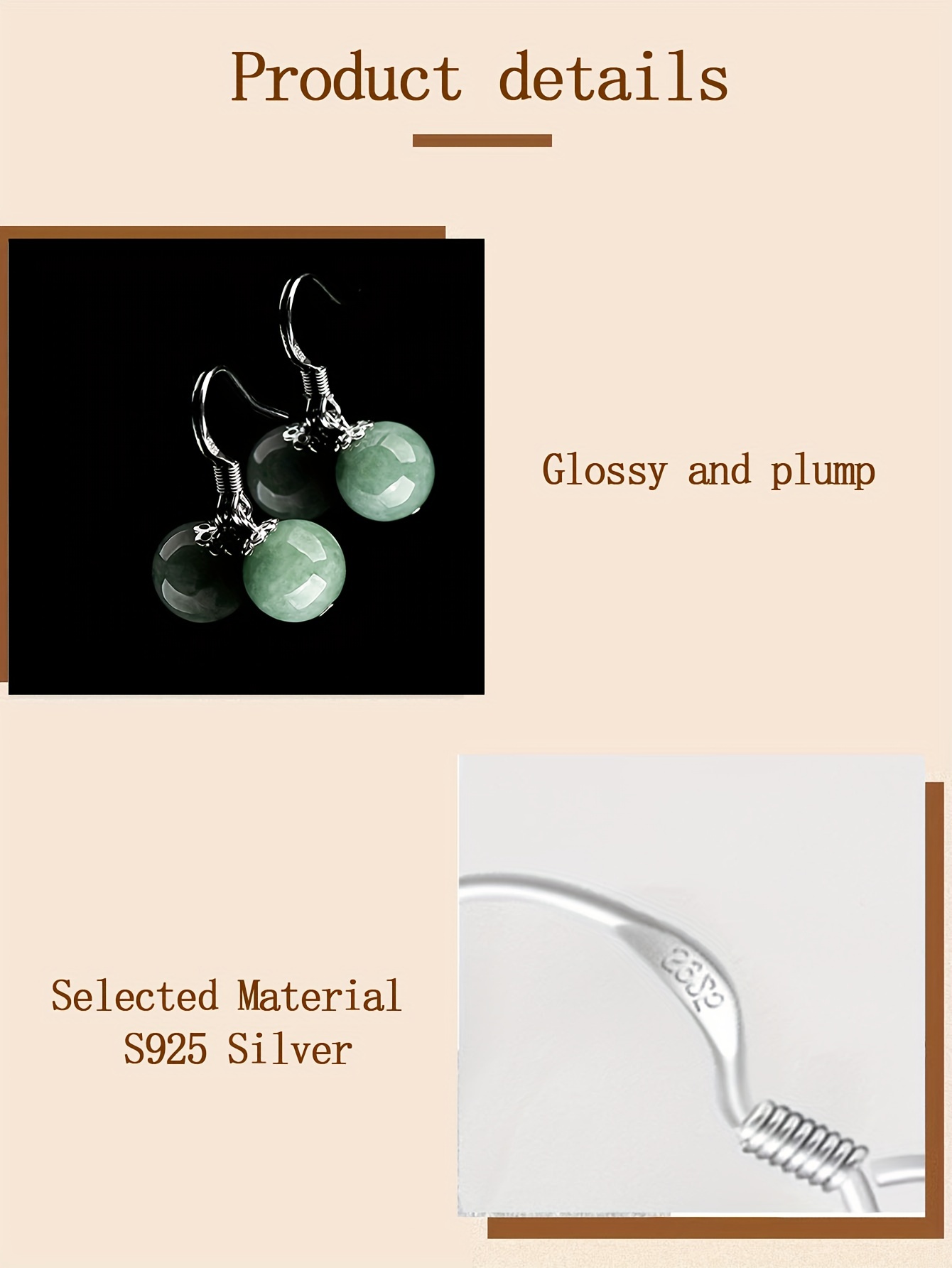 1 pair luxury tribal style dangle earrings s925 sterling silver plated synthetic october birthstone jade fashionable   jade pendant with     gift   for christmas   accessory details 3