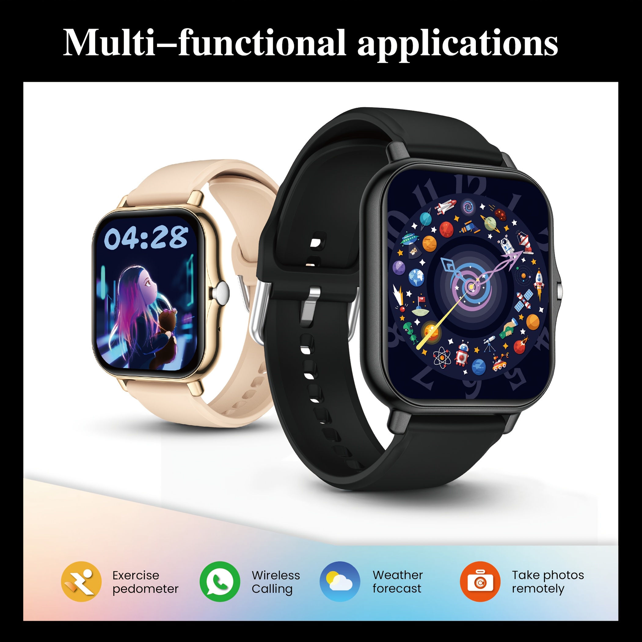 1.83-inch full touch screen silicone strap smart sports watch, unisex fitness outdoor pedometer, various watch faces available, wireless calls, multiple sports modes, remote camera control, alarm clock, weather forecasts, featuring a TFT display and alloy body, equipped with a 180mAh battery, suitable as a gift for both men and women.