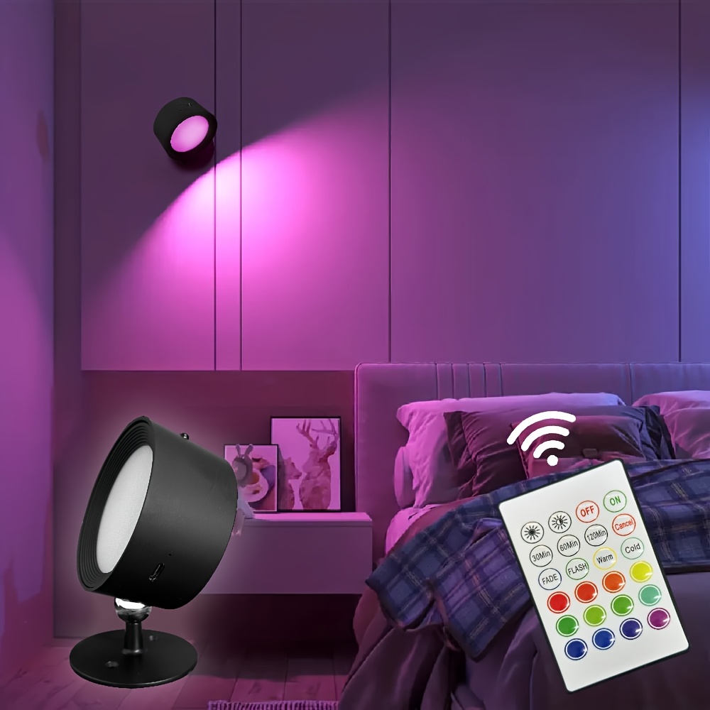 led wall lamp remote control 360° rotatable adjustable Temu Chile