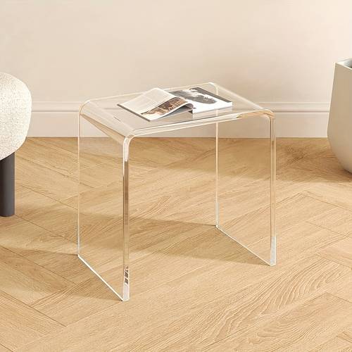 durable build clear acrylic u shaped ottoman modern minimalist stool for bedroom office or living room for decor bedroom storage solution contemporary design clear acrylic design