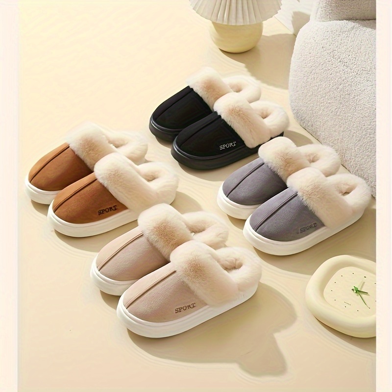 Tunduajeen Women's Fuzzy Knitted House Slippers - Comfy Warm Slip-Ons For Indoor/Outdoor