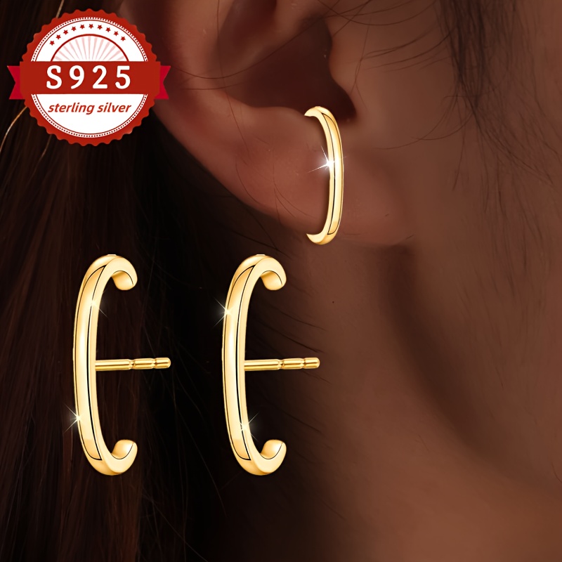 TEMU A Pair, 925 Silver Circle Earrings | Women's Fashion Stud Earrings, Retro, Elegant And Fashionable, Suitable For Daily, Vacation, Banquet Wear,