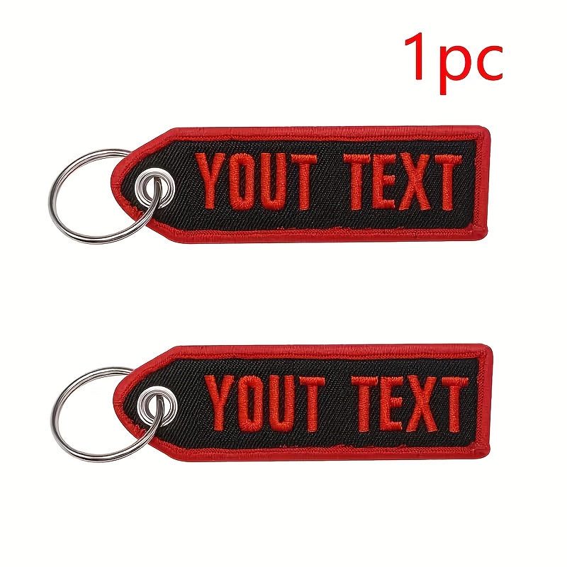 Image of (customized) Embroidered Keychain Key With A Rign 1pc Double-sided Embroidered Custom Text ( To 12 Characters) 5 Colors Key Tag Backpack Tag Luggage Tag Canvas Material Durable