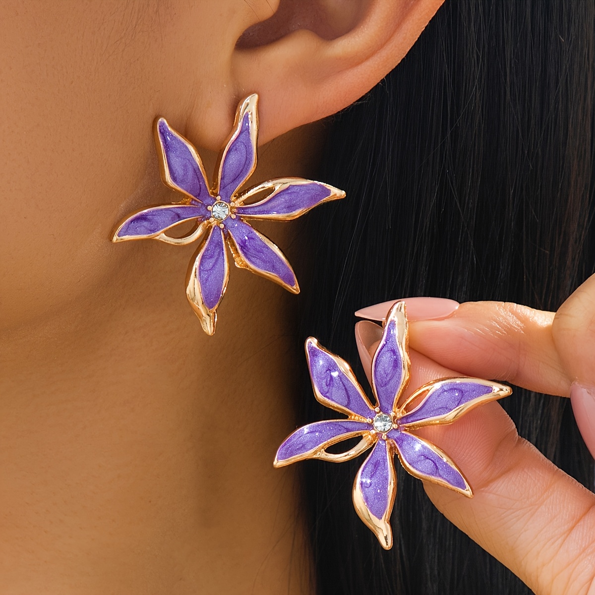 TEMU 1 Pair Fashion Easy Floral Drop Earrings For Women' Wear