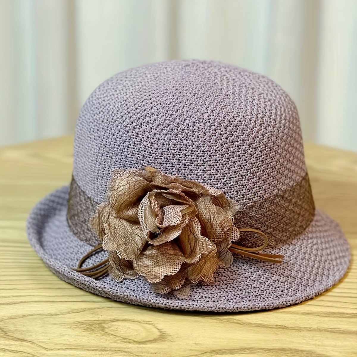 Stylish Retro Mesh Fishing Hat Flower Decor Women Wide Brim - Temu Canada