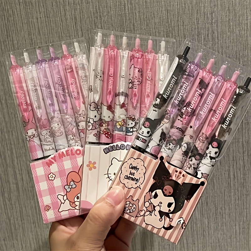 

6 Pcs Of Sanrio Gel Pens - 0.5mm Fine Tip, Hello Kitty, Cinnamoroll, Kuromi, Melody Patterns - Cute Cartoon Retractable Writing Tools, Suitable For Daily And Office