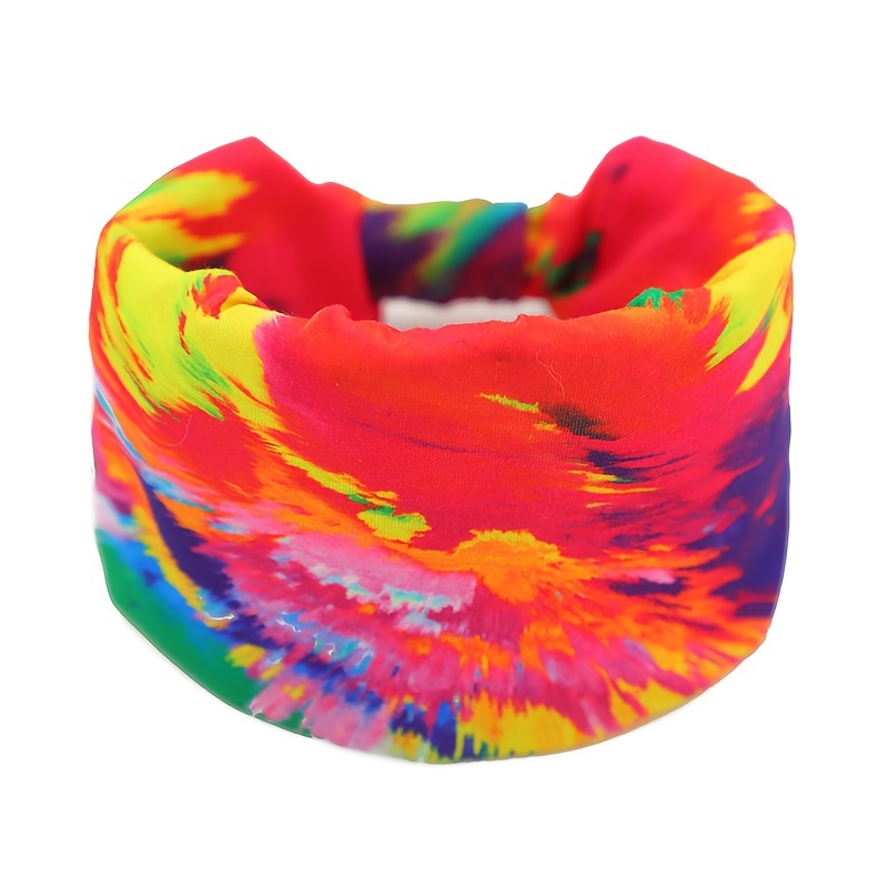 Image of Colorful Pattern Women's Headband, Fashion Wide-band Sweat-absorbing Hair Tie