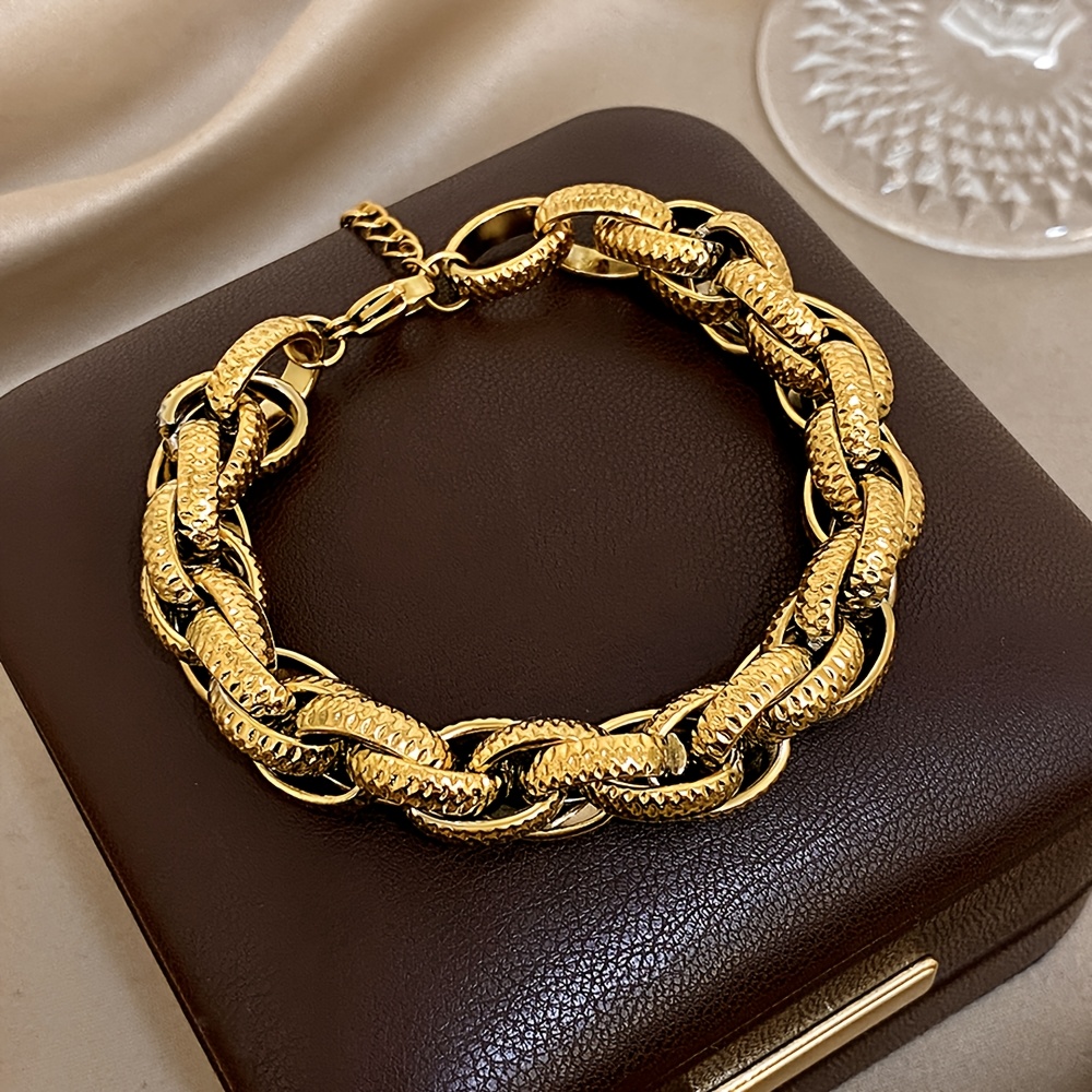 Punk-Style Chunky Gold-Plated Thick Chain Bracelet