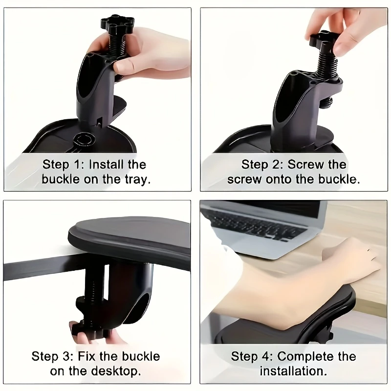 adjustable ergonomic computer armrest 180 rotating keyboard and mouse support with wrist guard comfortable typing and gaming setup blac details 4