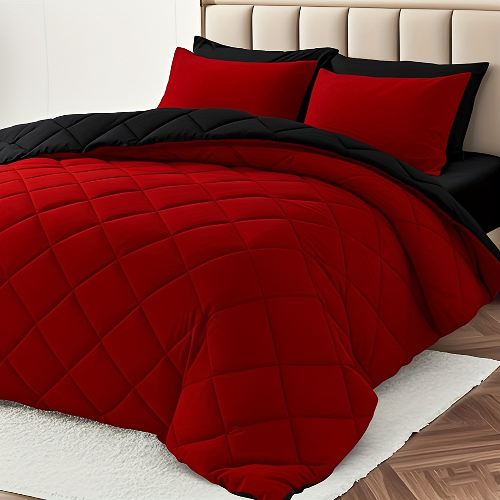 TEMU Comforter Set, Reversible Bed In A Bag Queen Size, All Season Bedding Set With Comforter, Pillow Shams, , 1 Comforter And 1/2 Pillow Shams, 3