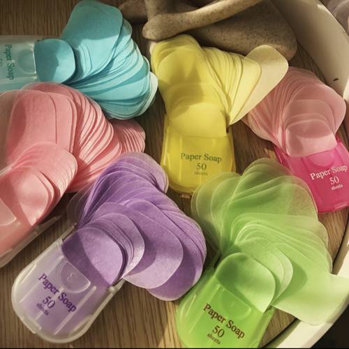 50pcs portable soap sheets unisex adult lavender scented glycerin based ideal for outdoor camping and travel