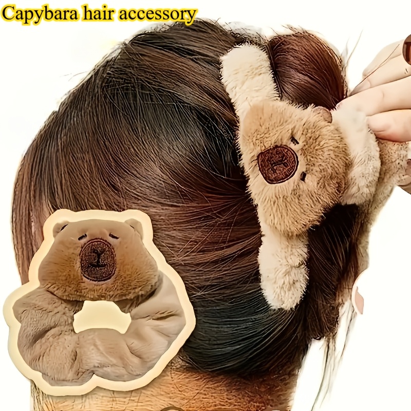 1pc 2pcs set capybara hair tie capybara hair clip fluffy - Temu display picture 3