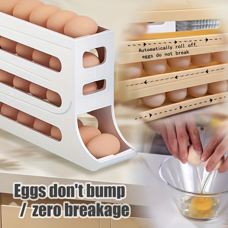 

Modern Plastic Egg Storage Basket - Large Capacity Refrigerator Egg Tray Holder For Kitchen Organization