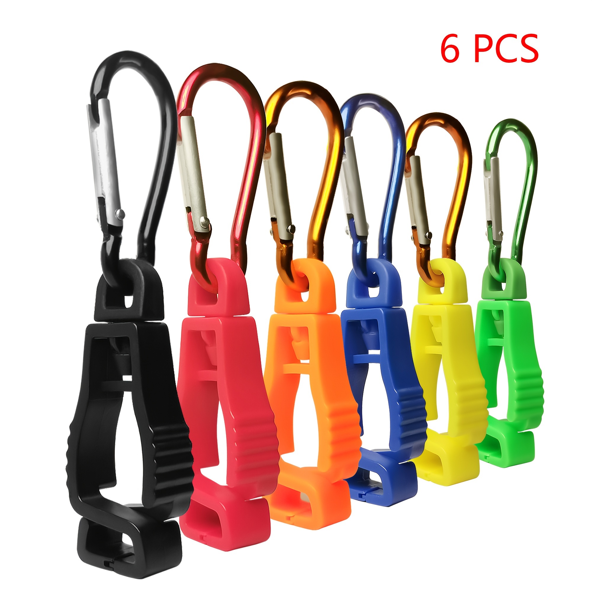 

6 Pack Clips With Carabiner - Metal & Abs Construction, Safety Anti-bend Design For Electrical, Tactical & Utility Use