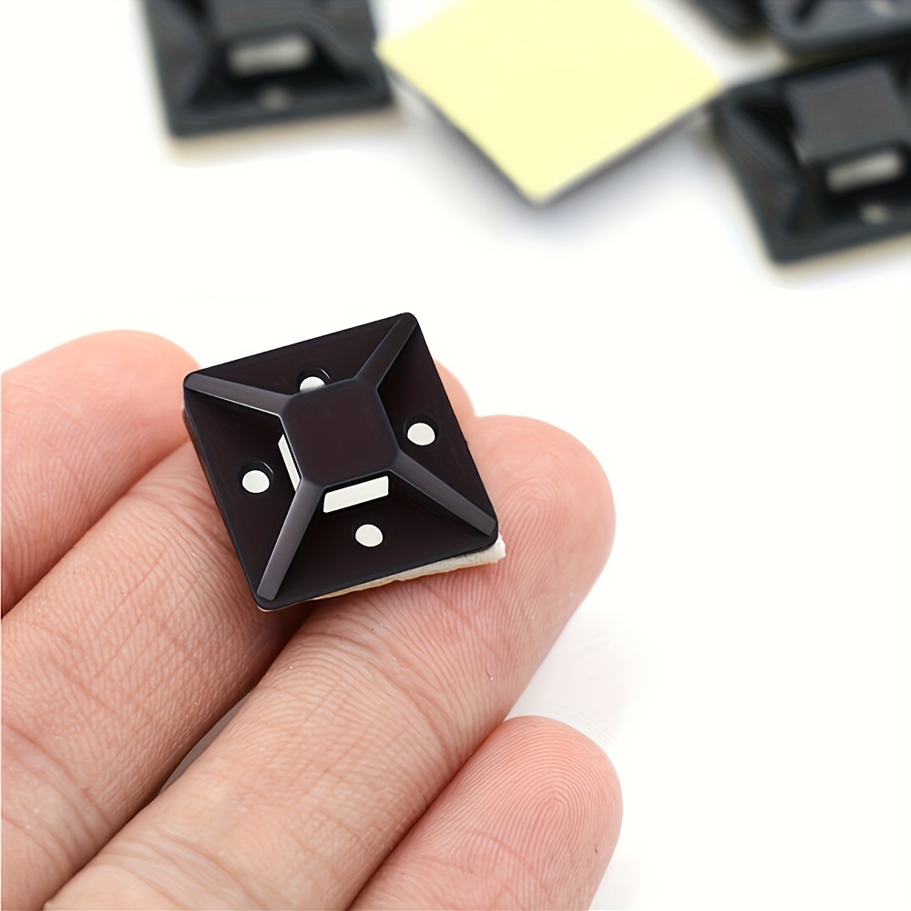 

100pcs Self-adhesive Cable Tie Mounts, 20x20mm Square Base Clamps Clips, No Battery Required, Secure & Easy-to-use Organizers