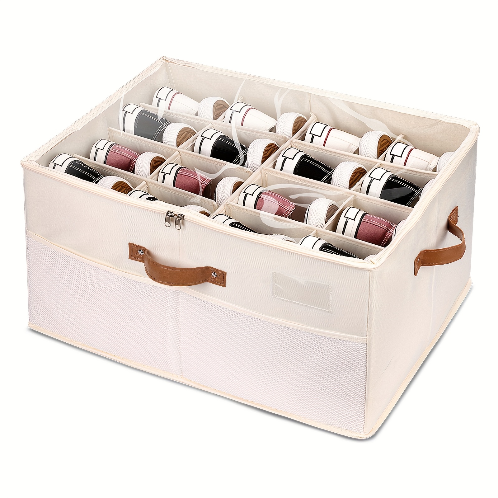 heavy-duty clear shoe box with lid stackable, foldable shoe