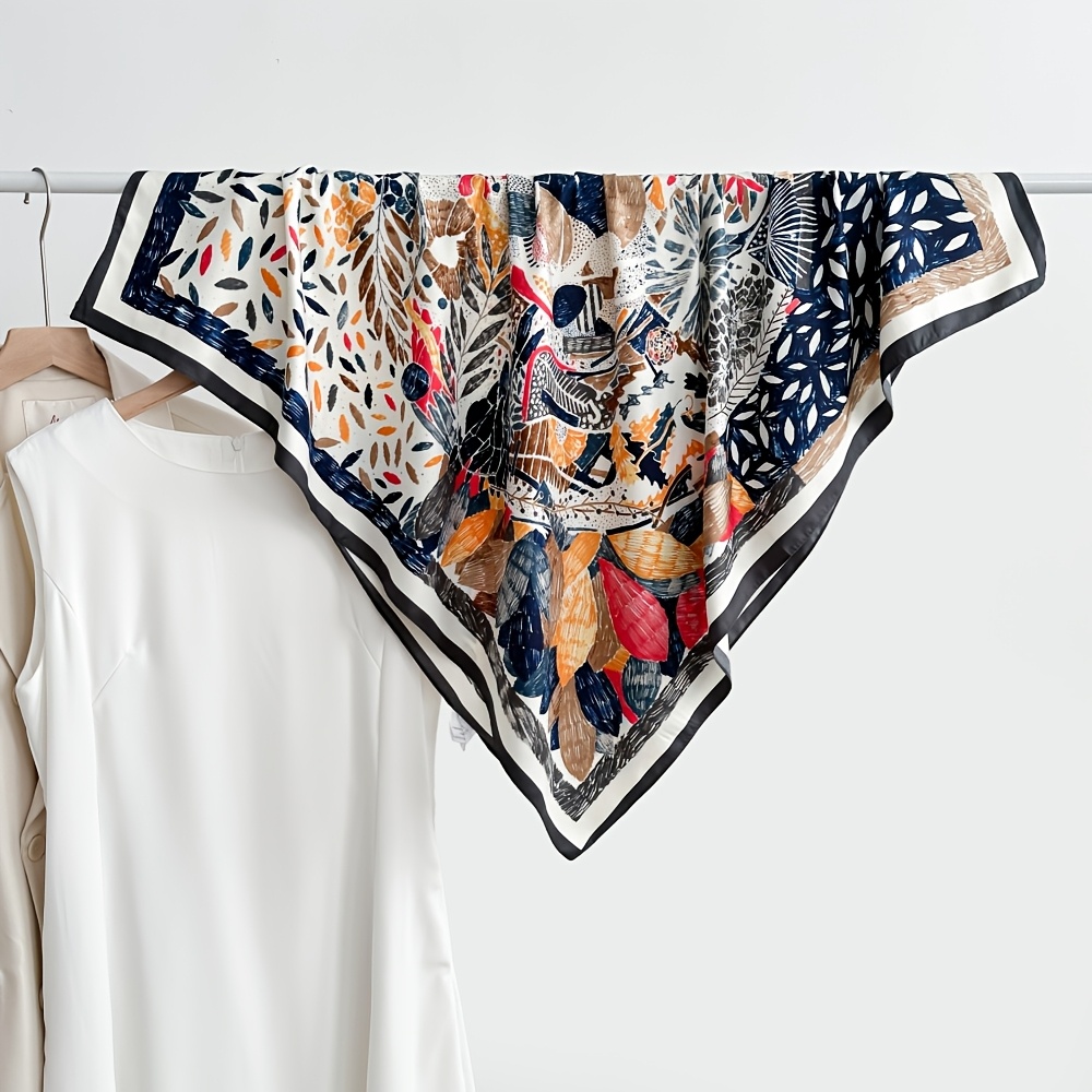 French-Style Vintage Large Square Scarf, 110x110cm