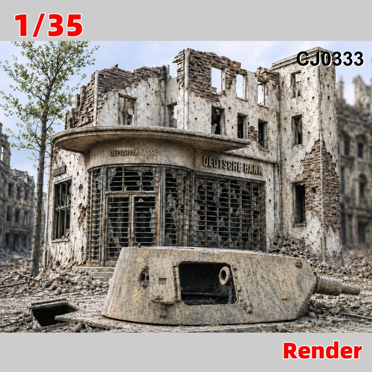 Architectural Miniature Building Kit, German Bank Diorama