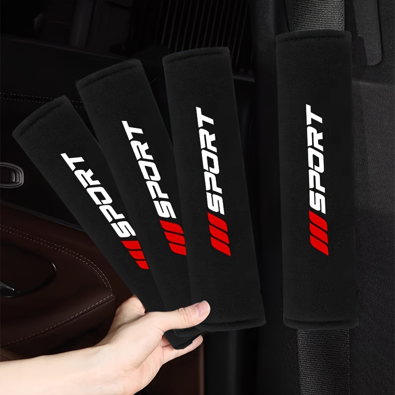 TEMU 4pcs Set Of Sports Car Seat Belt Pads, Seat Belt Protectors, Soft Seat Belt Shoulder Straps, Comfortable Seat Belt Pads In Black, Suitable For