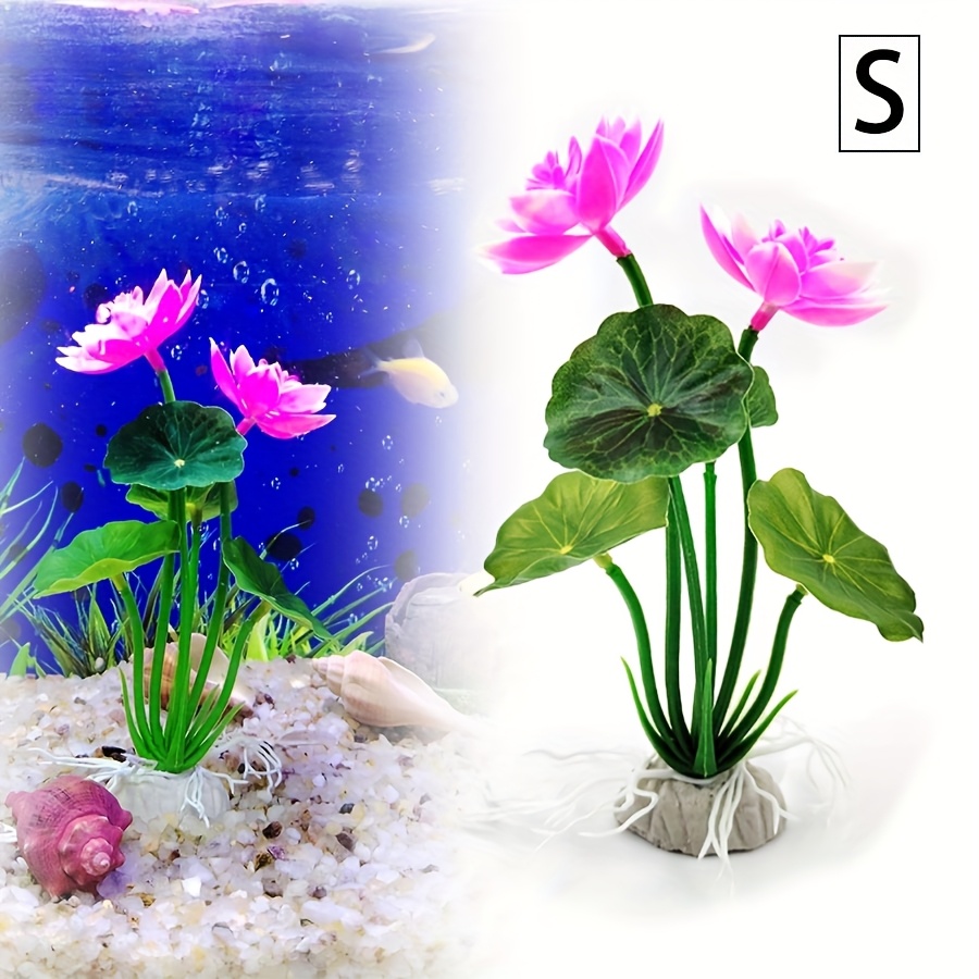 Image of Artificial Lotus Plants For Aquariums, Realistic Aquatic Plants, Fish Tank Decorations, Landscape Ornaments, Floral Decorations With Water Plants