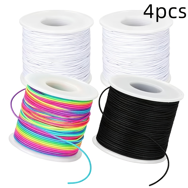 TEMU 4pcs Qywctz (for Europe) Elastic Thread Bead Bracelets & Necklaces - 4pcs Pack Diy Bead With Elastic, Black & White Beads Suitable For Bracelet