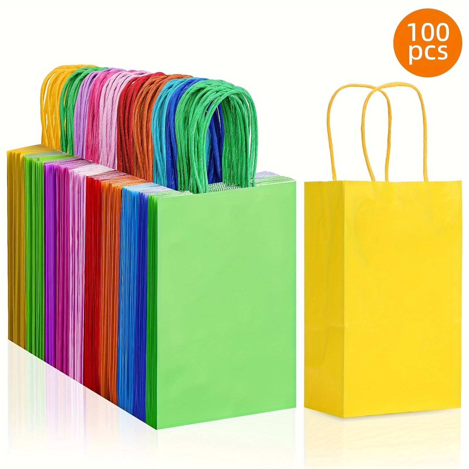 

Superlele 100pcs Small Gift Bags With Handles, 10 Colors Bags Bulk, 5.2x3.3x8in Party Favor Bags With Handles For Birthday Party, Shopping And Party Supplies, Christmas Gift Bags