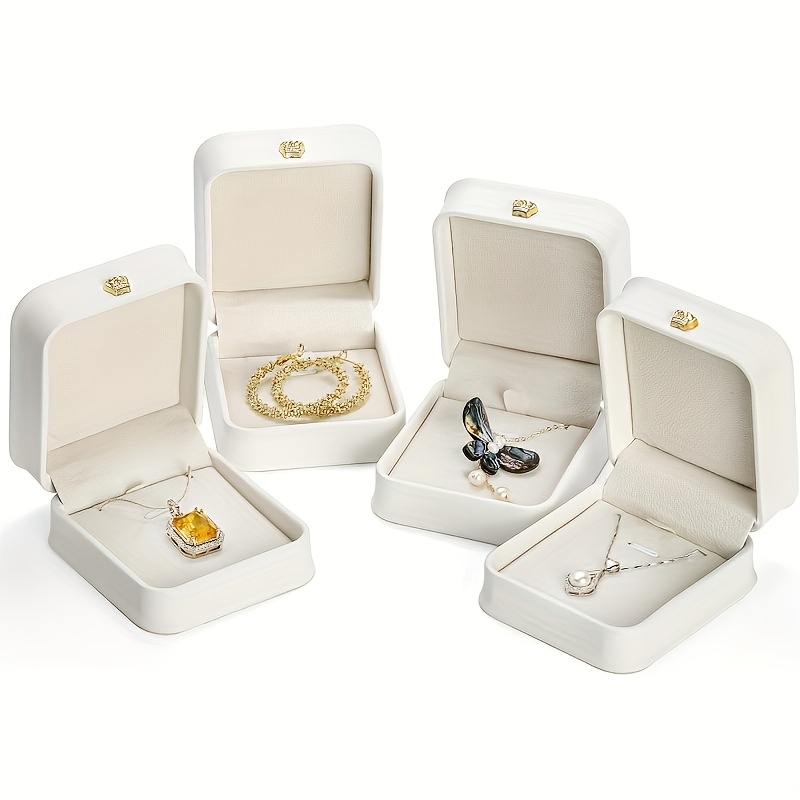 4pcs Set Customizable White Pendant Necklace Boxes