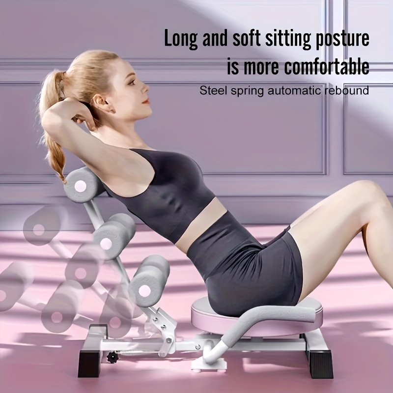 1pc Foldable Abdominal Exercise Equipment - Spring-Assisted Sit-Up Assistant with 360° Rotating Disk, Durable Iron, Transparent Pink - Ideal for Core Strengthening & Muscle Toning, Gym Accessories