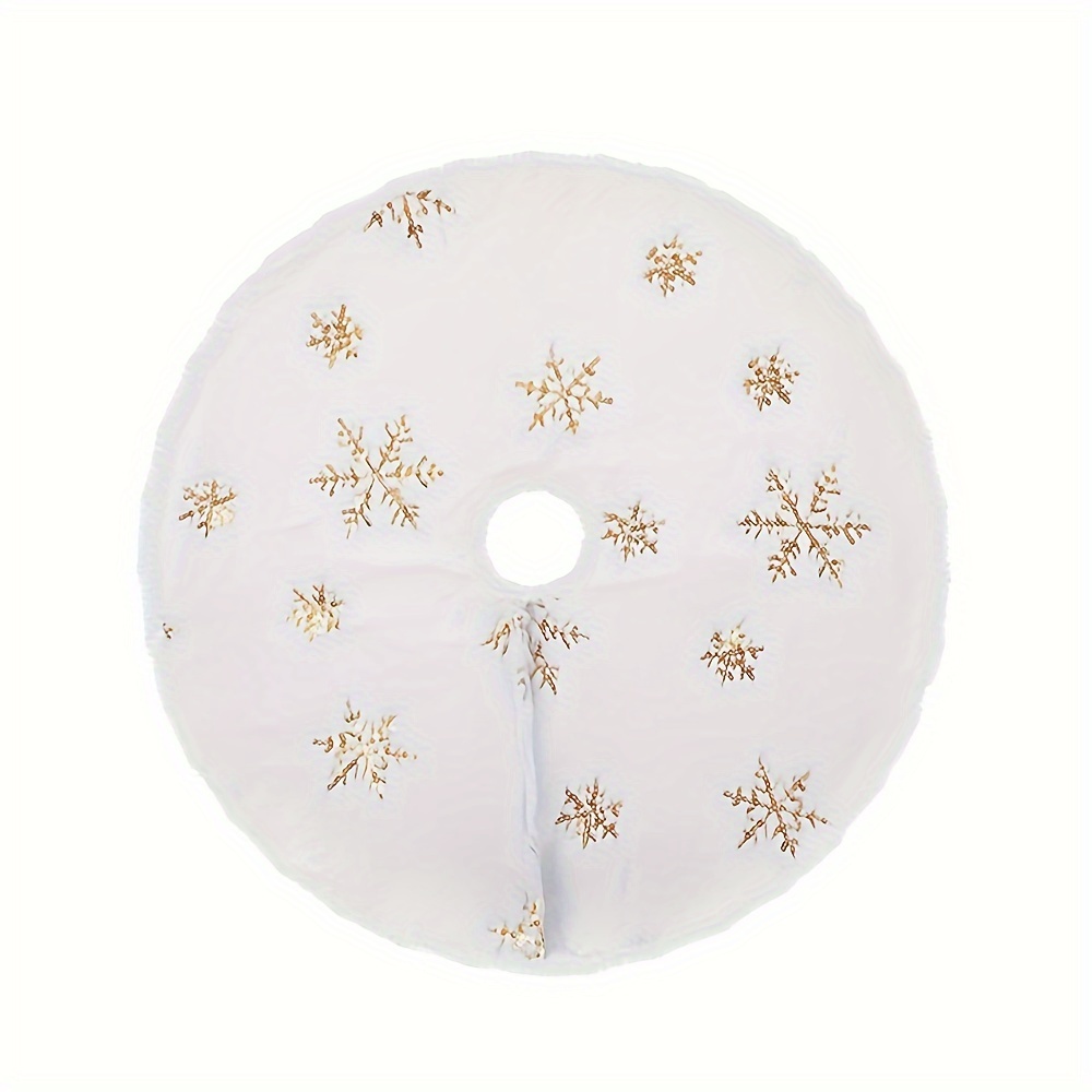 TEMU 1pc Christmas Tree Skirt - With & Silvery , For Tabletop And Window Decor, Available In 3 Styles