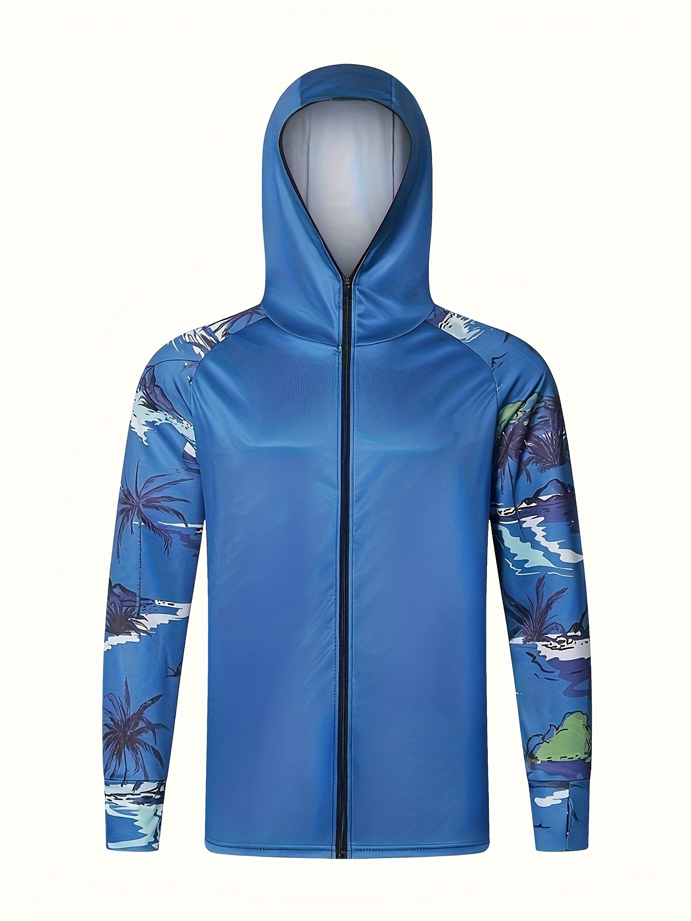 Men's Raglan Sleeve Fish Pattern Zipper Hooded Jacket Anti - Temu Canada