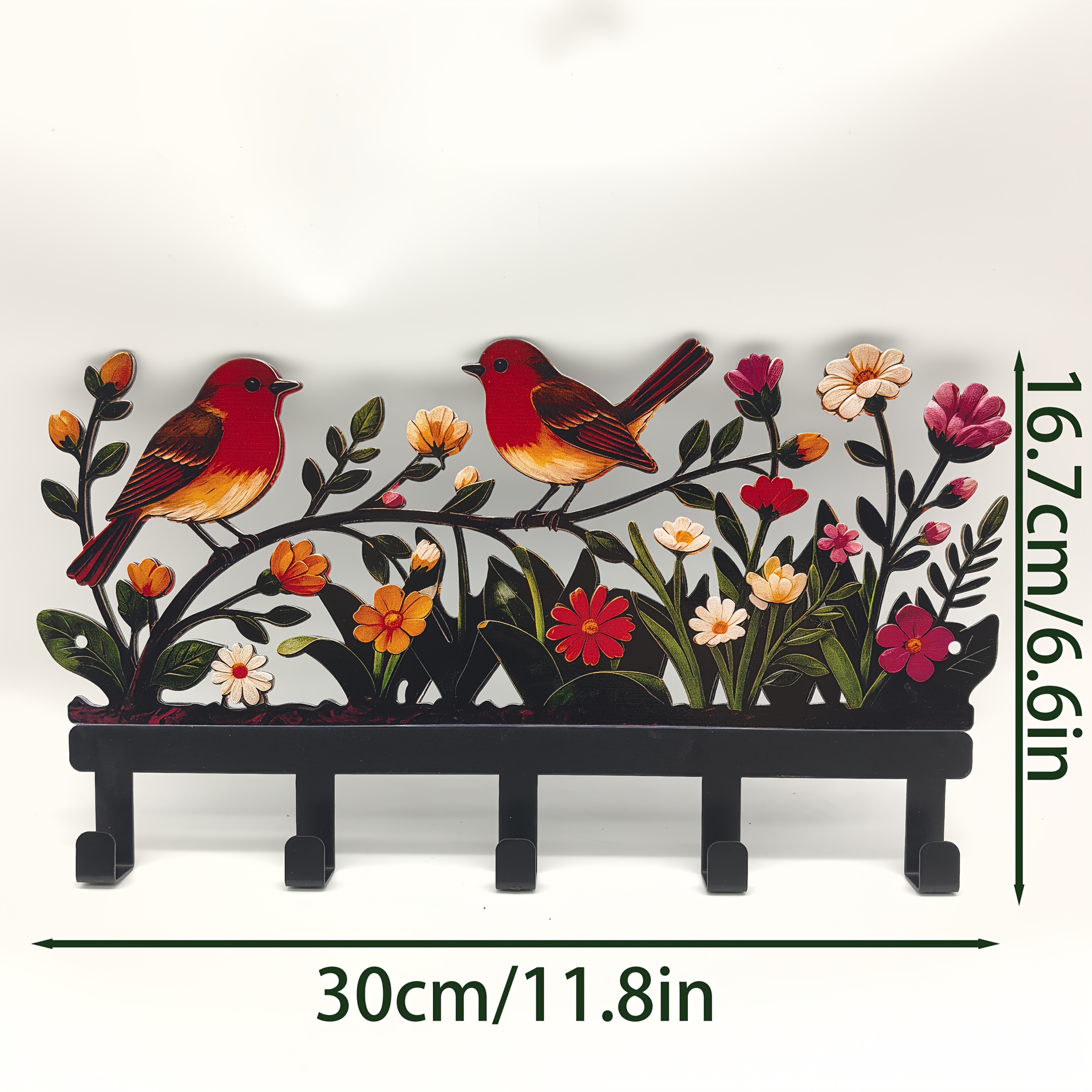 TEMU Flower And Bird Metal Wall-mounted Hook Rack, Kitchen Utensil Hook, Kitchen Towel Hook, Decorative Hook With Vibrant And , Weatherproof Metal