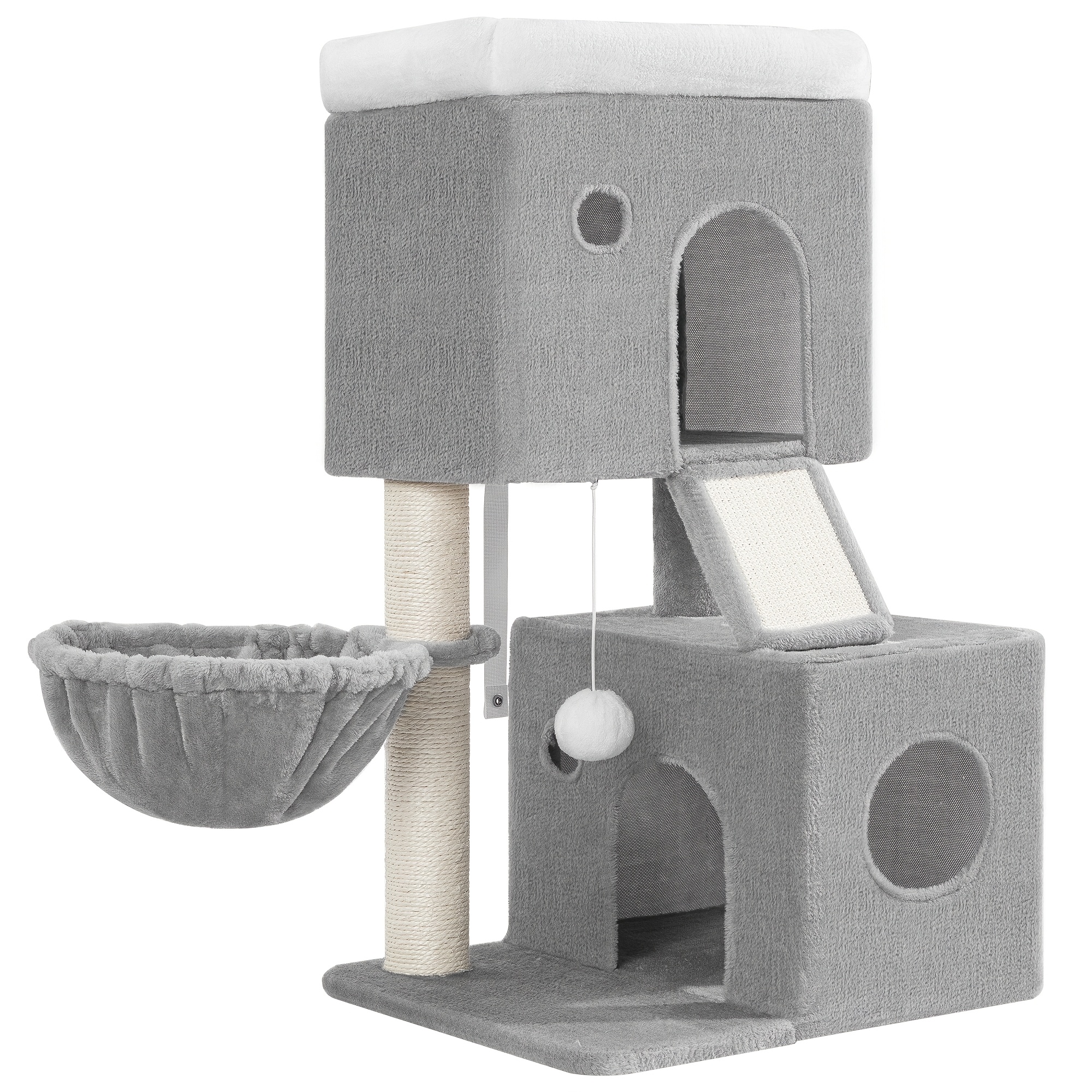 Cat Tree, 82cm, Suitable For Indoor Cats, Cat Tower With 2 Comfortable Cat Beds, 1 Platform, Cat Basket, Sisal Scratching Post, Scratching Post And Pom-poms