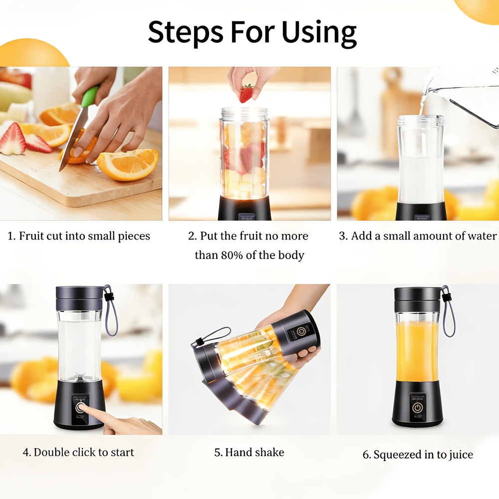 Rechargeable Portable Blender Cup, 12.85 Oz Electric USB Juicer... product image 9