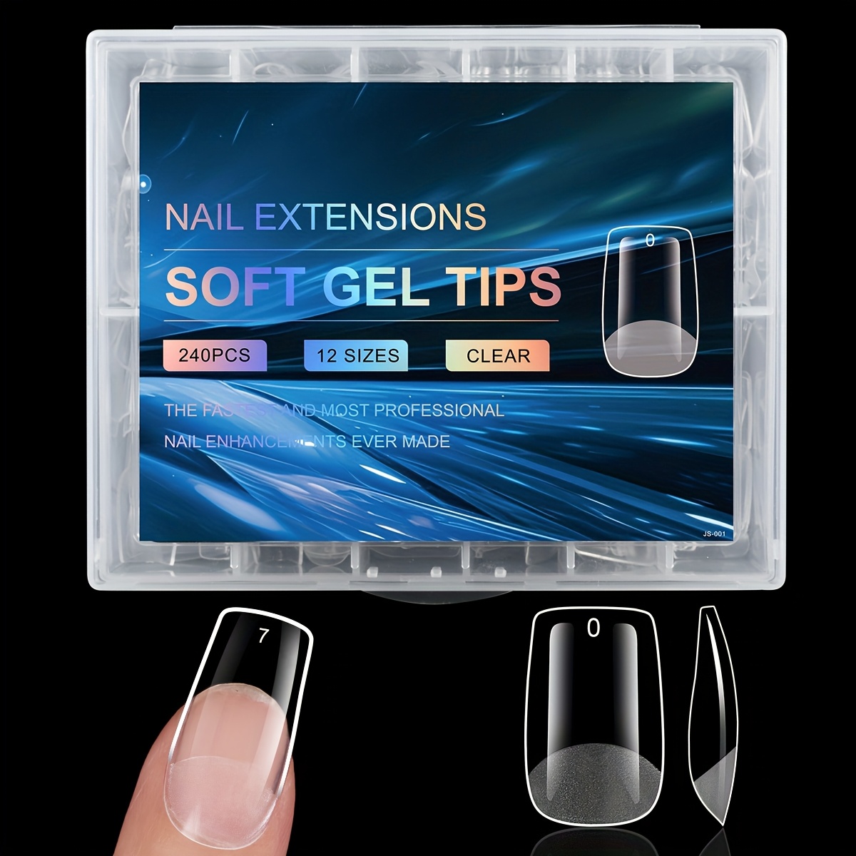 TEMU 240 stuks QuickChic Zachte Gel Nageltips Set, Amandelvormige Lange Heldere Halfmatte Afwerking, Geometrisch , Geen Sporen, Makkelijk Aan Te