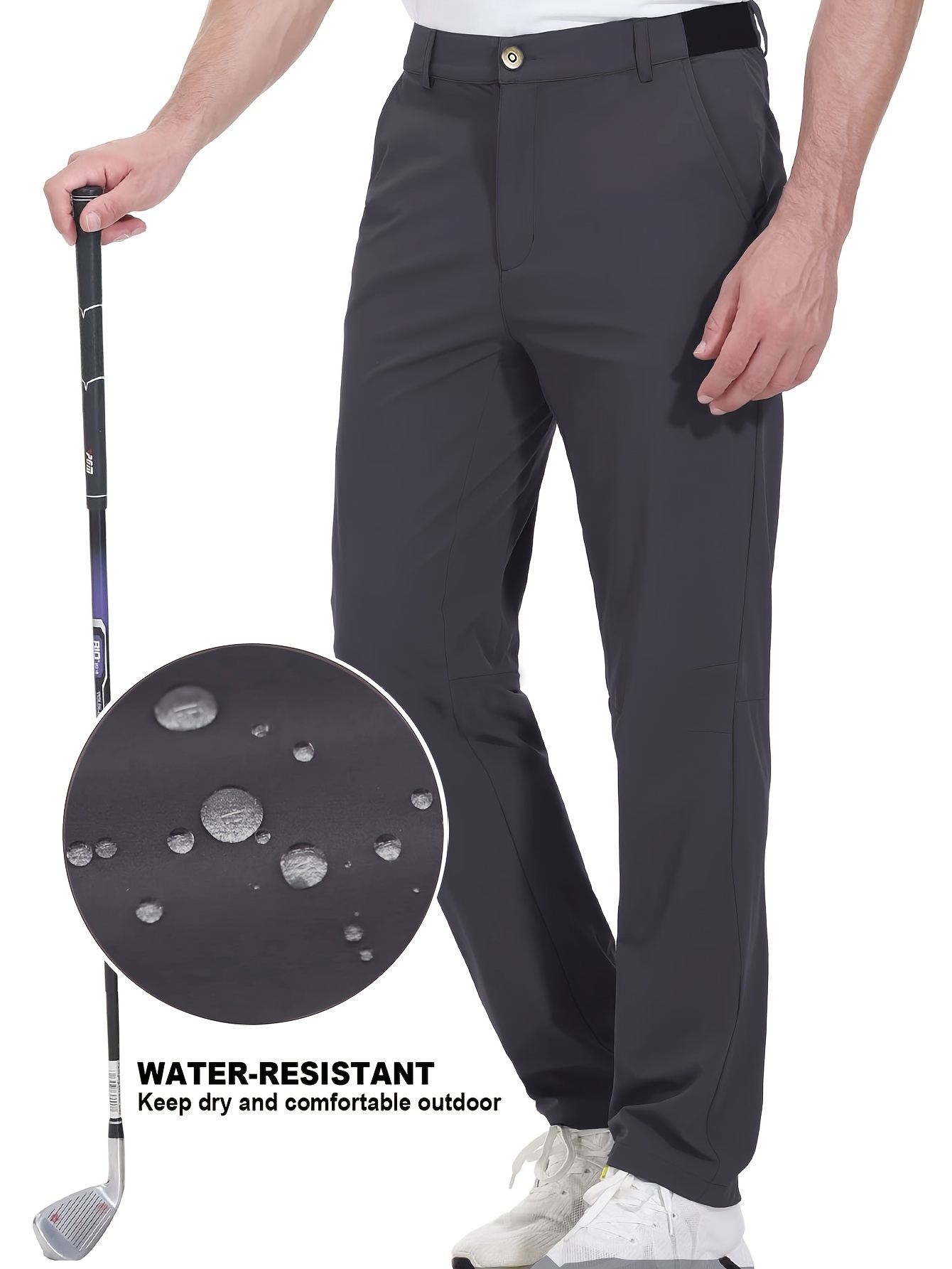 Men's Golf Pants Men's Solid Waterproof Stretch - Temu