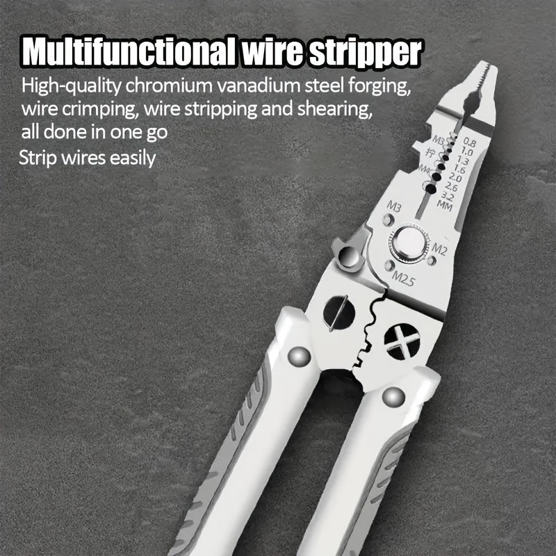 

High-quality Multifunctional Wire Stripper Tool, Chromium Vanadium Steel, Wire Crimping & Stripping, Durable Cutter With Anti-slip Comfort Grip Handle, Electrician Crimping Pliers