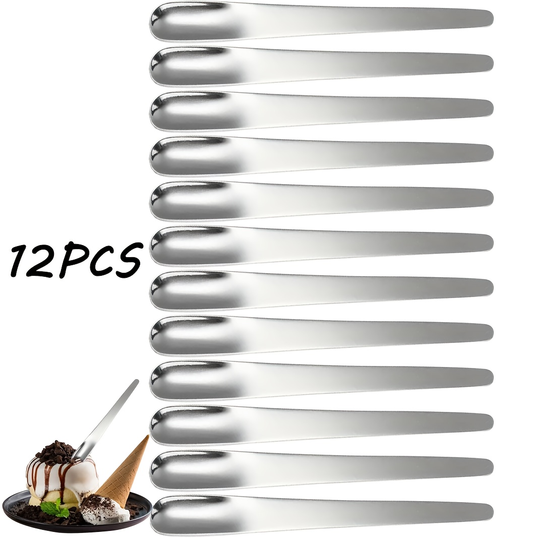E-shop 12-tlg. Dessertlöffel im Ins-Stil, hochwertiger Edelstahl-Kaffeelöffel/Cappuccinolöffel/Gewürzlöffel, modischer Minilöffel geeignet für