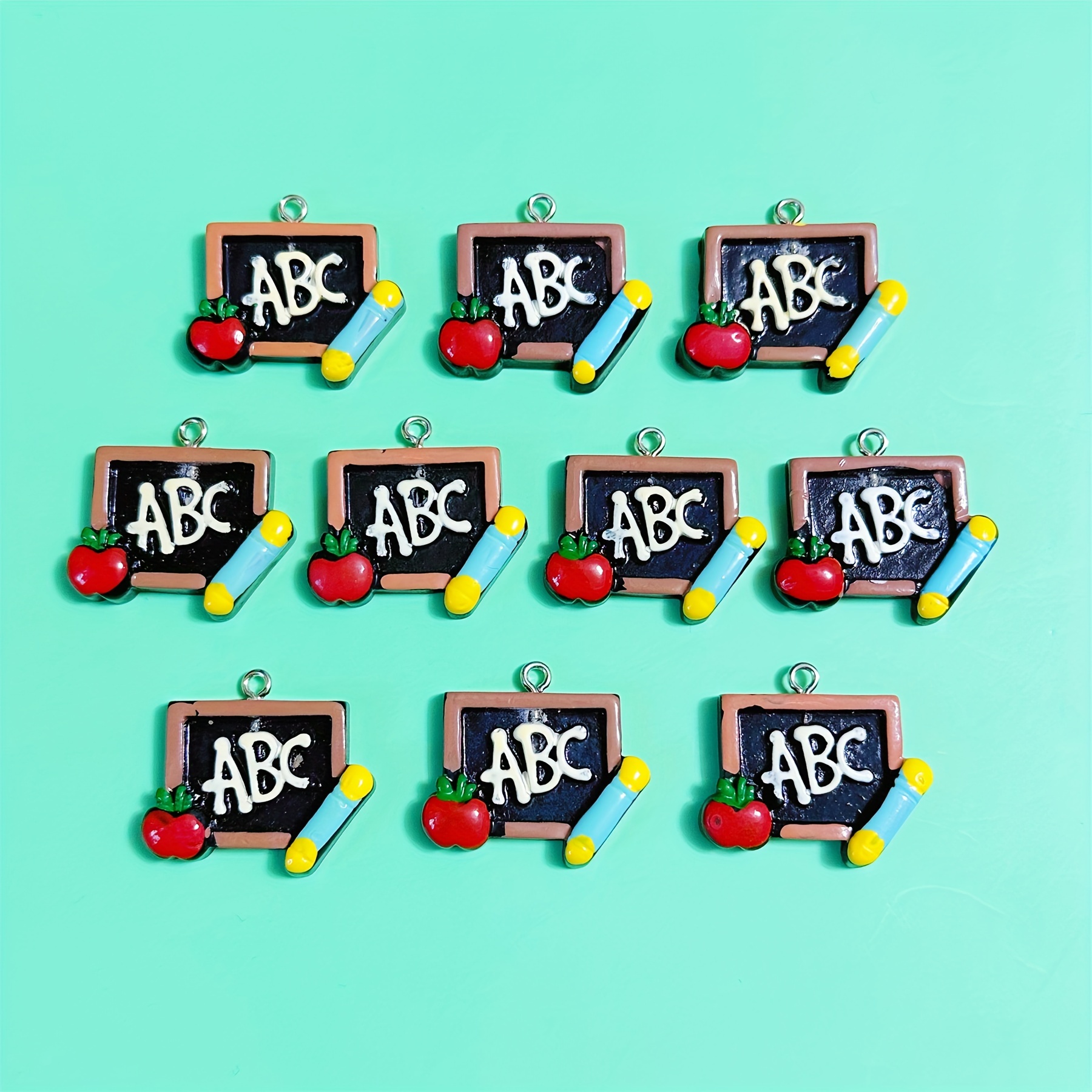 

10pcs Hand Painted Abc Black Drawing Board Handmade Jewelry Pendant Earrings Chain Ornaments Creative Gift Earrings Necklace Bracelet Keychain Bag Hanging Accessories