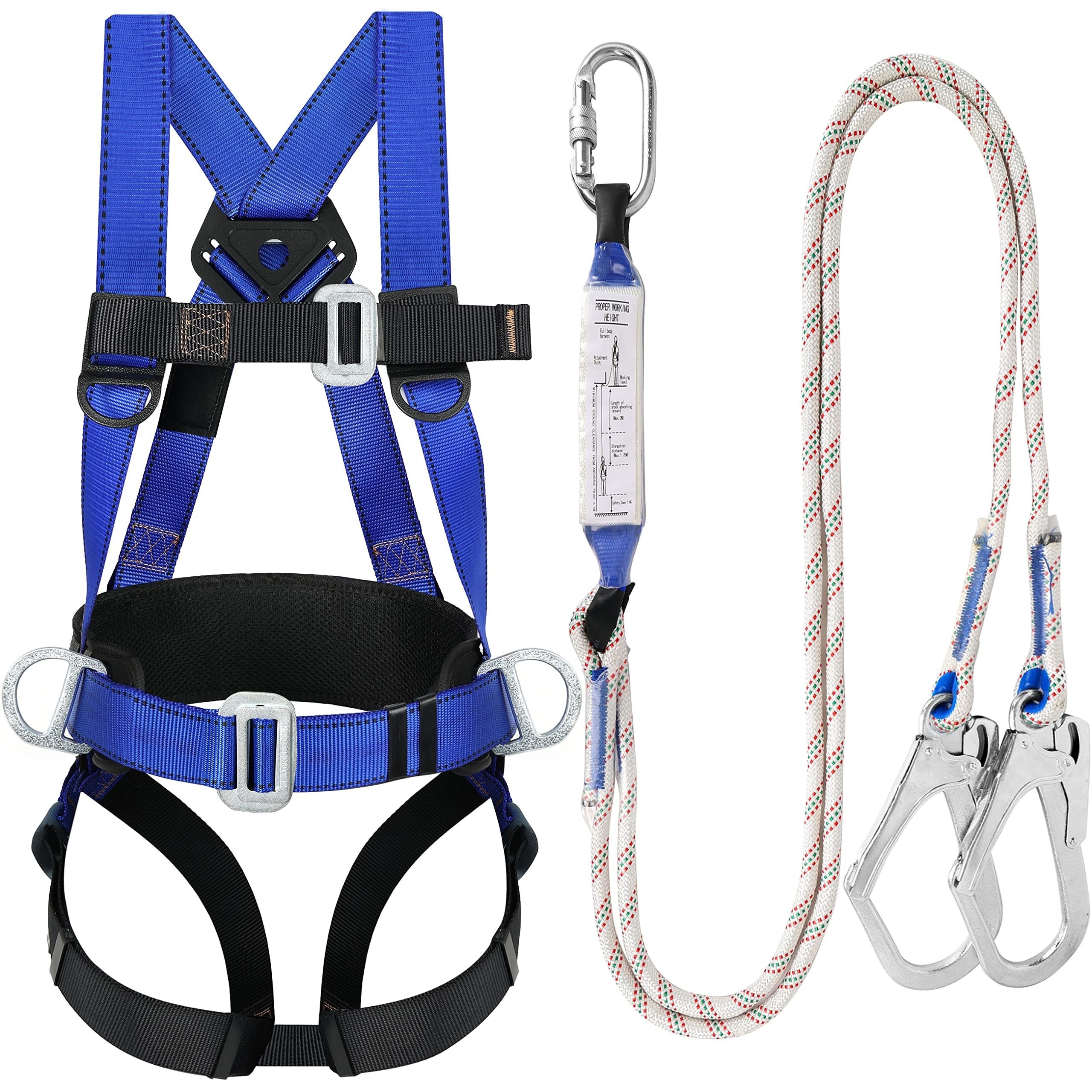 

Safety Harness Fall Protection Kit - Full Body Roofing Harnesses With Lanyard - Comfortable Waist Pad