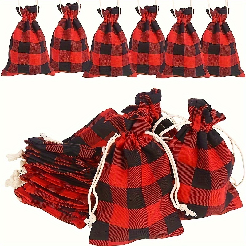 

12pcs Christmas Drawstring - Reusable Burlap For , Decor & Packaging, Christmas Decor