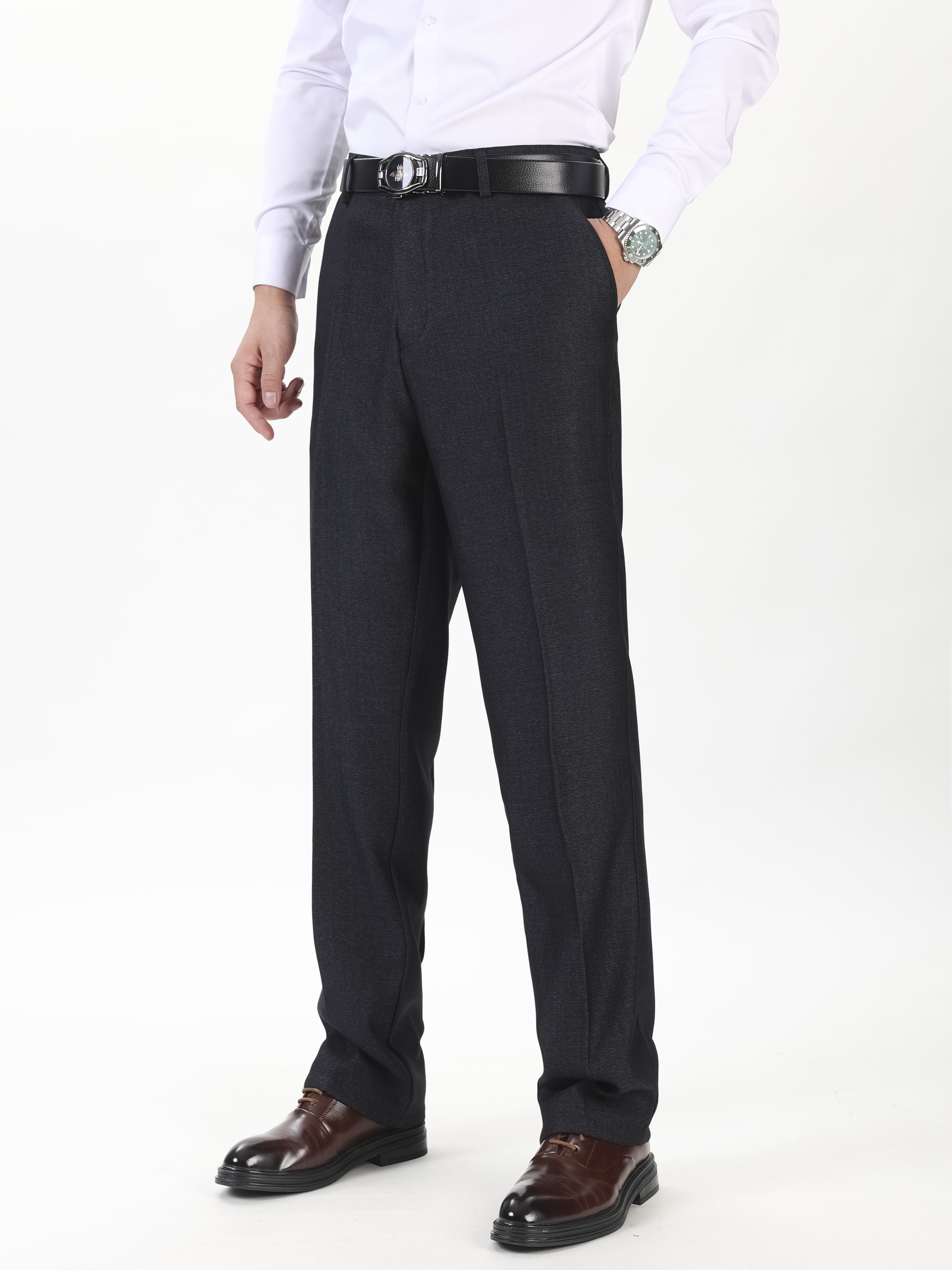 open lace back dress Men's White Non-Adjustable Tuxedo Pants, Polyester