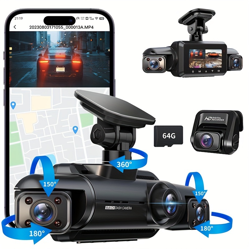 4 channels fhd 4 * 1080p dash cam 360 degree car cameras wi - Temu