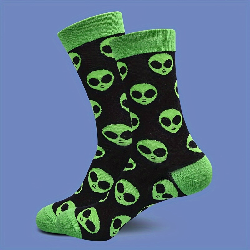 

Alien Pattern Socks, Trendy & Breathable Unisex Mid Tube Sock, Women's Stockings & Hosiery