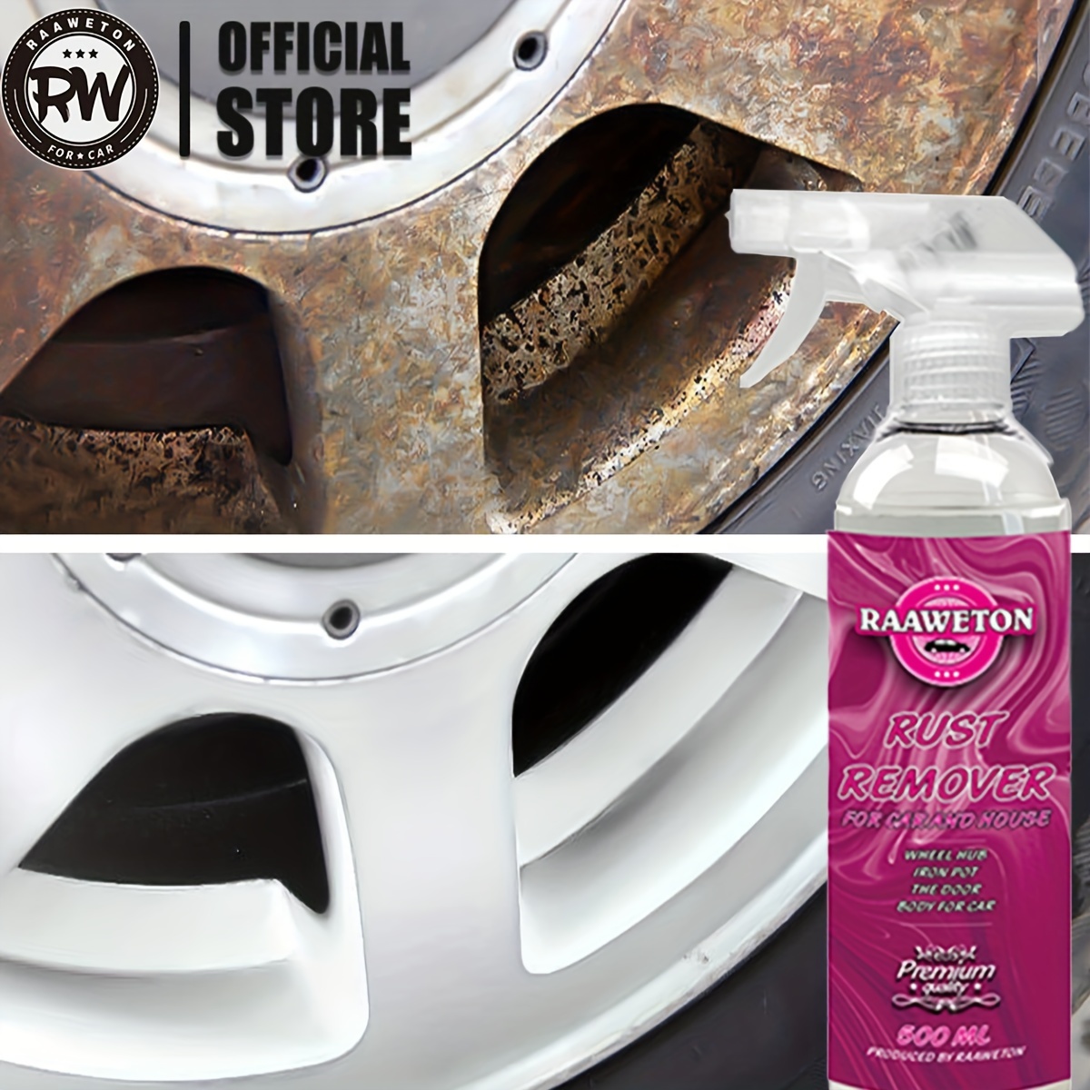 

16oz Iron Remover Spray - Effective Rust And Iron Particle Eliminator For Car Detailing | Perfect For Car Paint, Motorcycles, Rvs, And Boats | Pre-clay Bar, Wax, And Wash Treatment