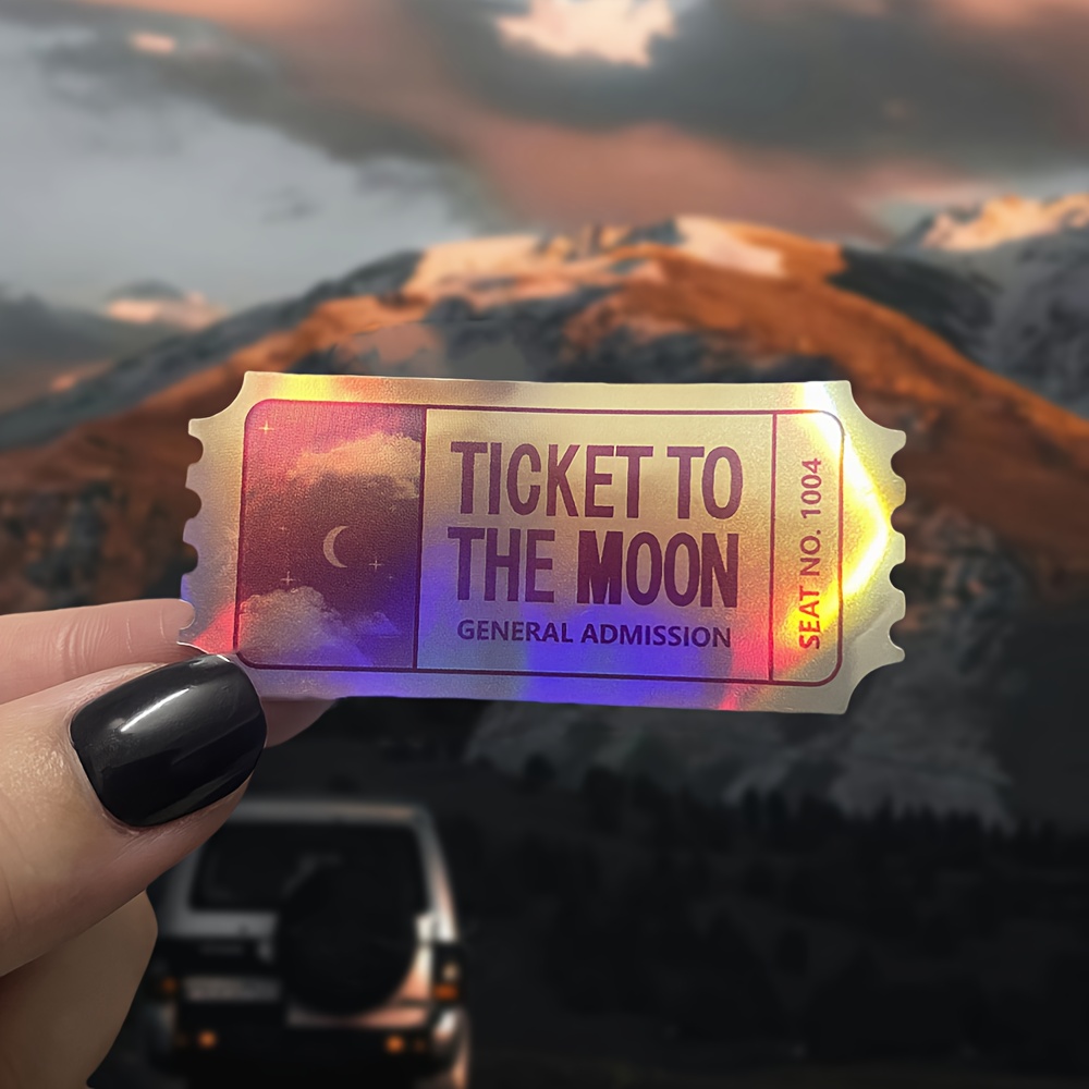 Image of 3pcs Holographic Ticket Vinyl Sticker | Cute Kawaii Stationery Aesthetic Vibes, Mobile Phone Case Sticker, Water Bottle Sticker