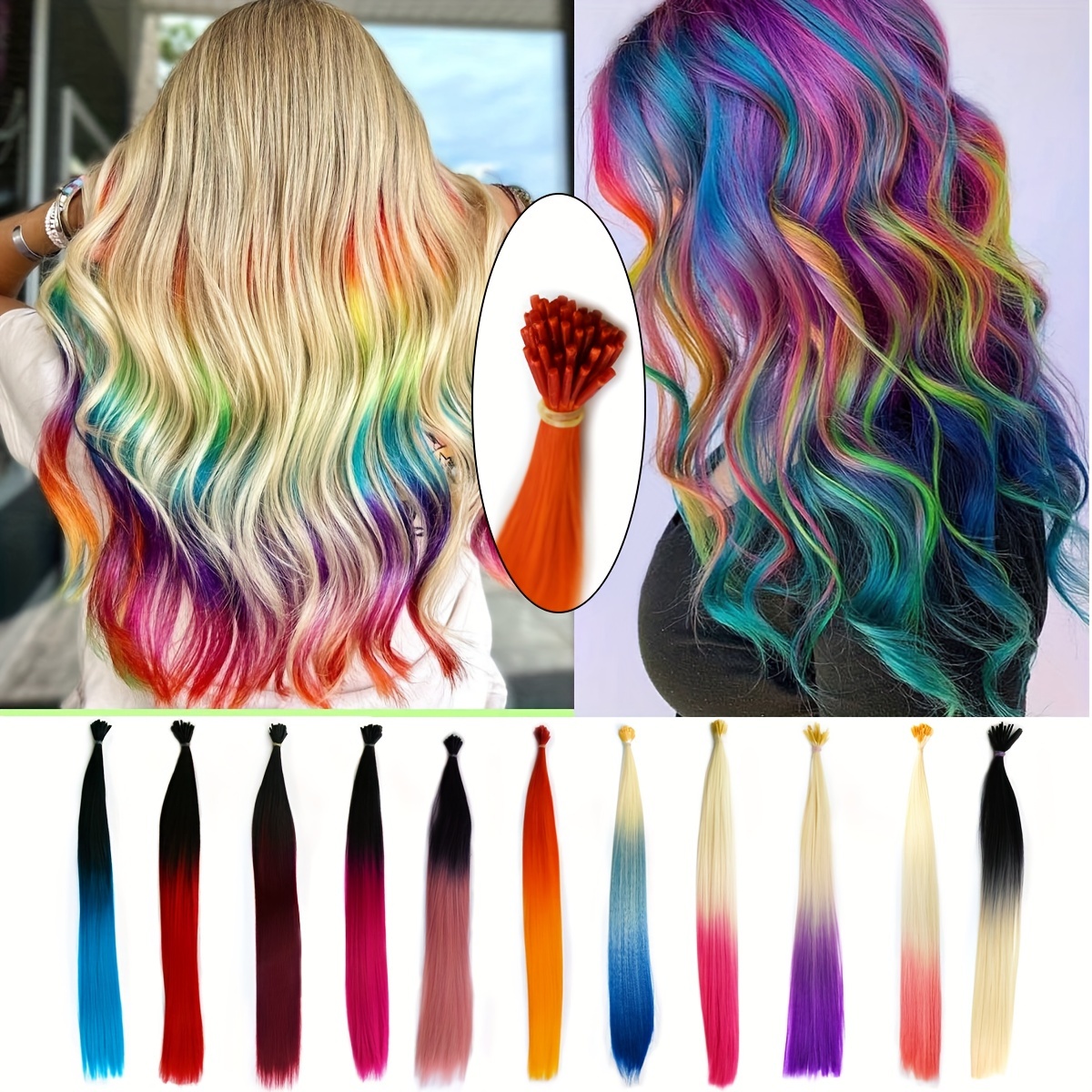 

20-strand Ombre Hair Extensions For Women - 20" Long, Straight Synthetic Pieces, Heat Resistant, Festivals & Holidays