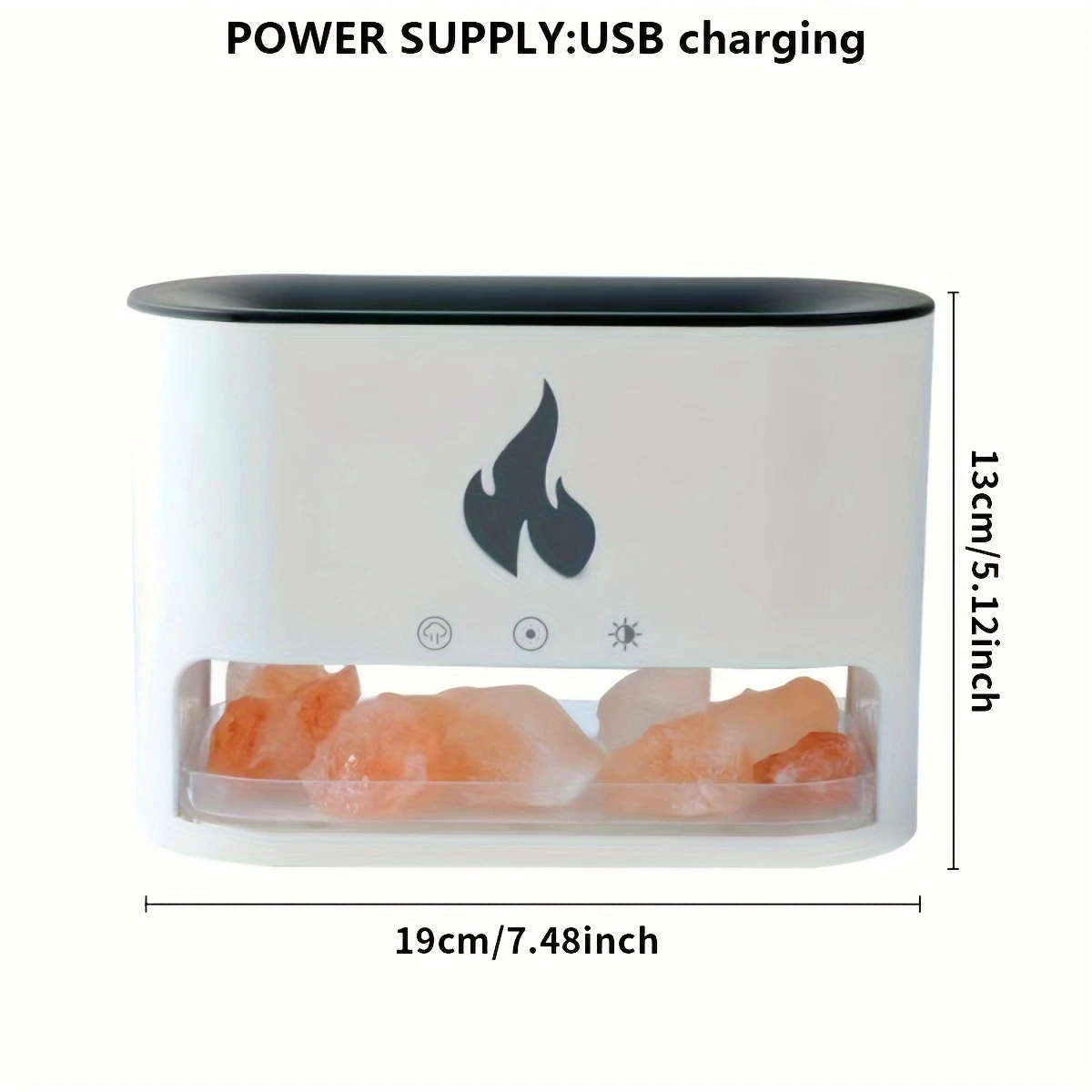 salt stone humidifier aroma diffuser with high fog volume usb powered simulated flame color changing night light essential oil diffuser for office desktop gift 1pc details 2