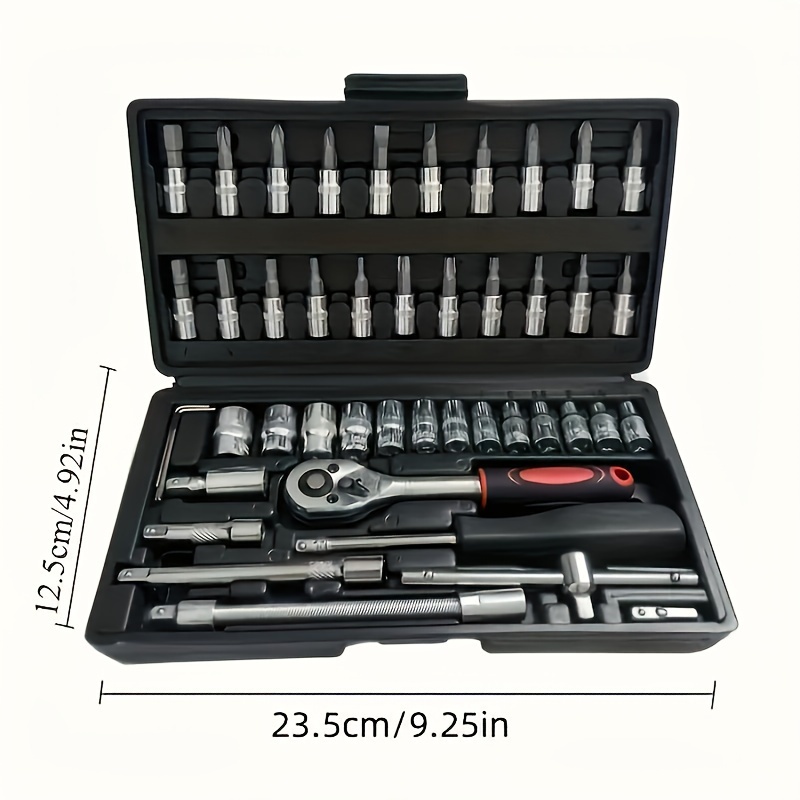 

46pcs-53pcs Tool Set, 1/4" Drive And Standard Socket, Ratchet Wrench Set, S2 And Sockets, Auto Parts Ratchet Wrench And Other Auto Repair Accessories, Repair Tool Set