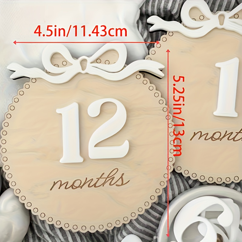 1 Set Of 1-12 Month Birth Information Keepsake Plates, Wooden Combination, Easy To Assemble, Perfect Gift For Moms, Christmas Gift, New Year Gift, Non-food Contact